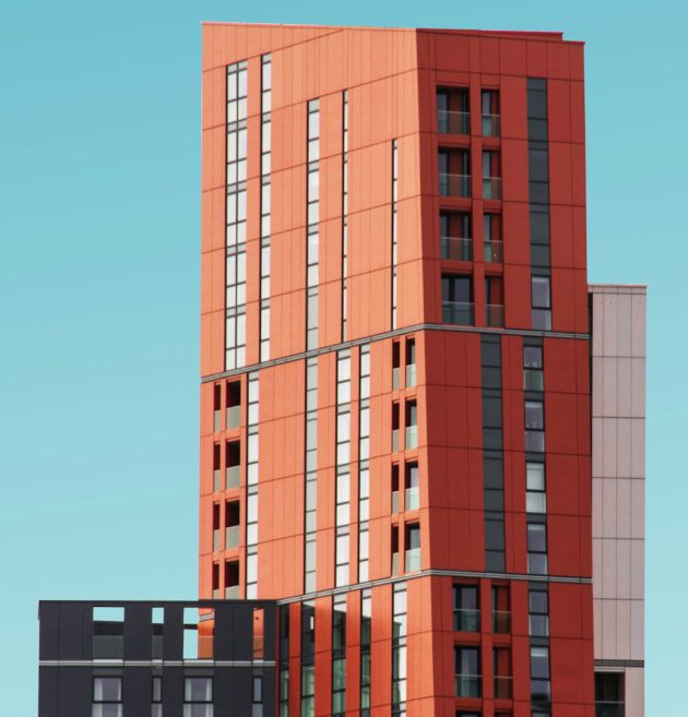 Triangle Concrete House on lake